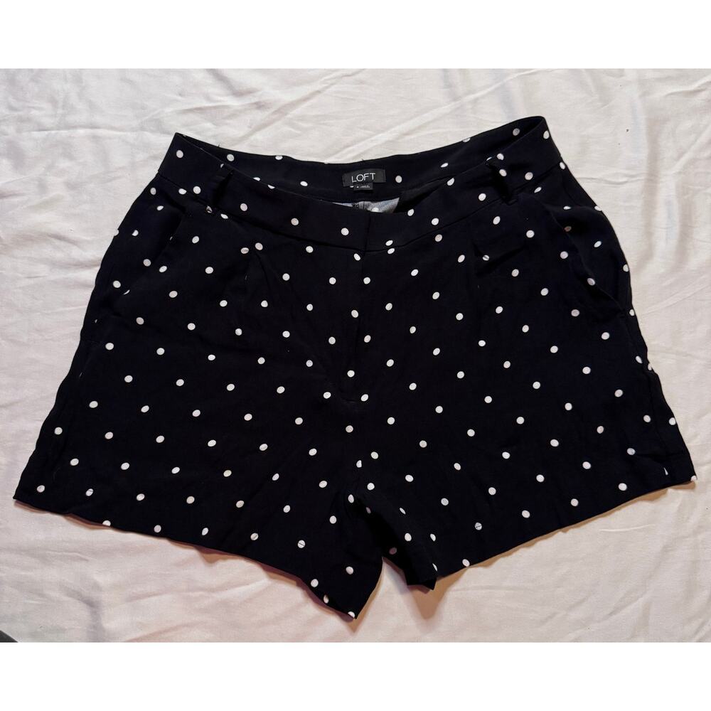 Ann Taylor LOFT womens black white polka dot shorts size 6